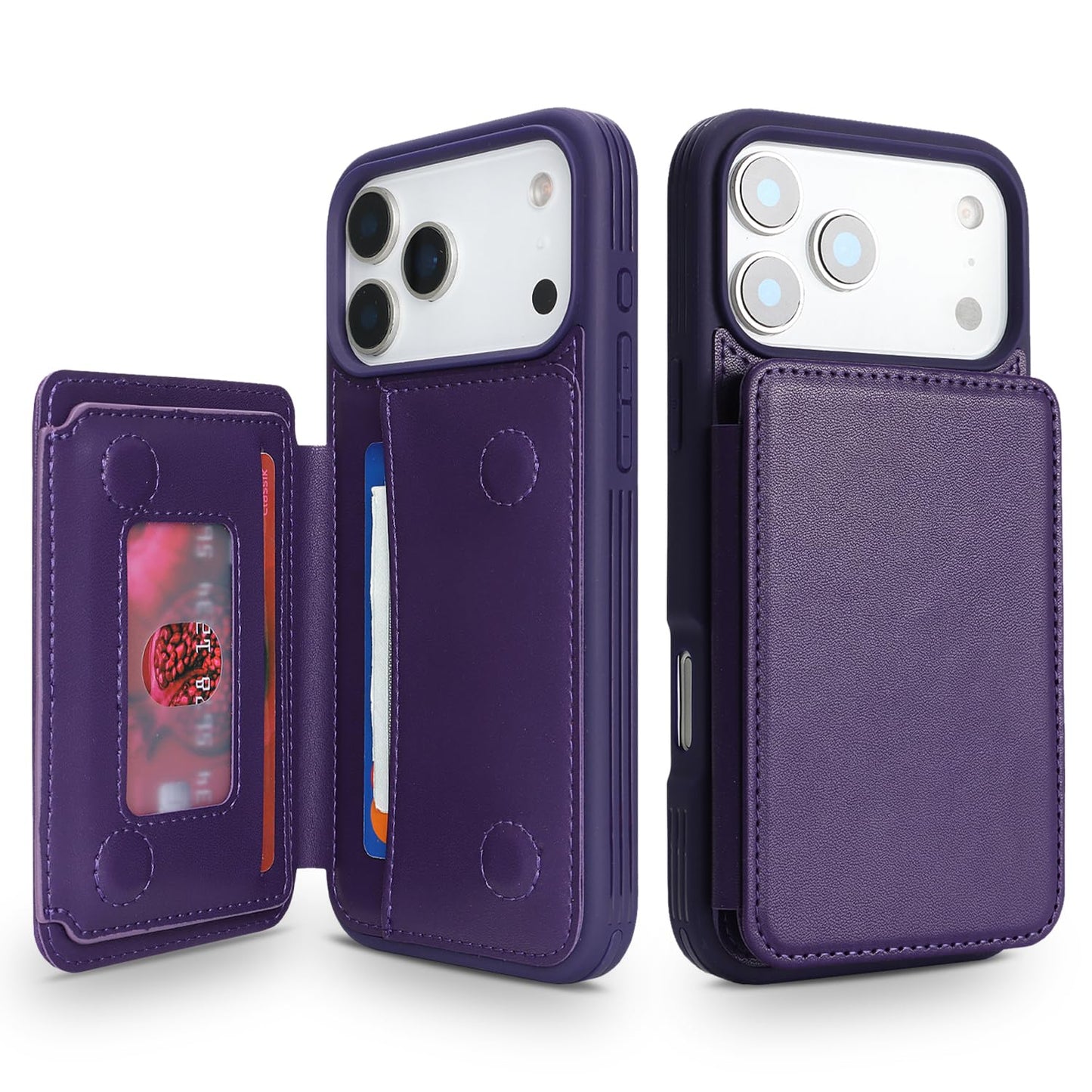 Cavor Compatible with iPhone 17 Pro Wallet Case with Card Holder, Credit Slots Kickstand Stand Phone Case for Women Men, PU Leather Protective Case-Purple