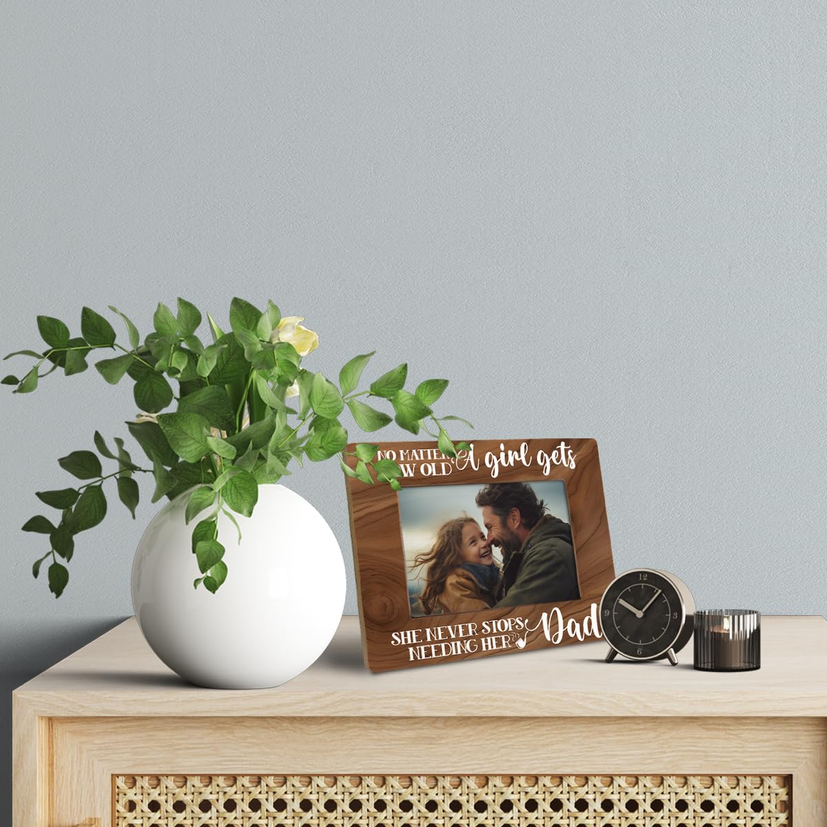 Dad Gifts, Rustic Wood Photo Frame Gifts from Daughter, Dad & Daughter Picture Frame, 4x6 Inch, Father's Day Birthday Thanksgiving Christmas Gift, Farmhouse Home Decor, Display on Tabletop, Desk A1