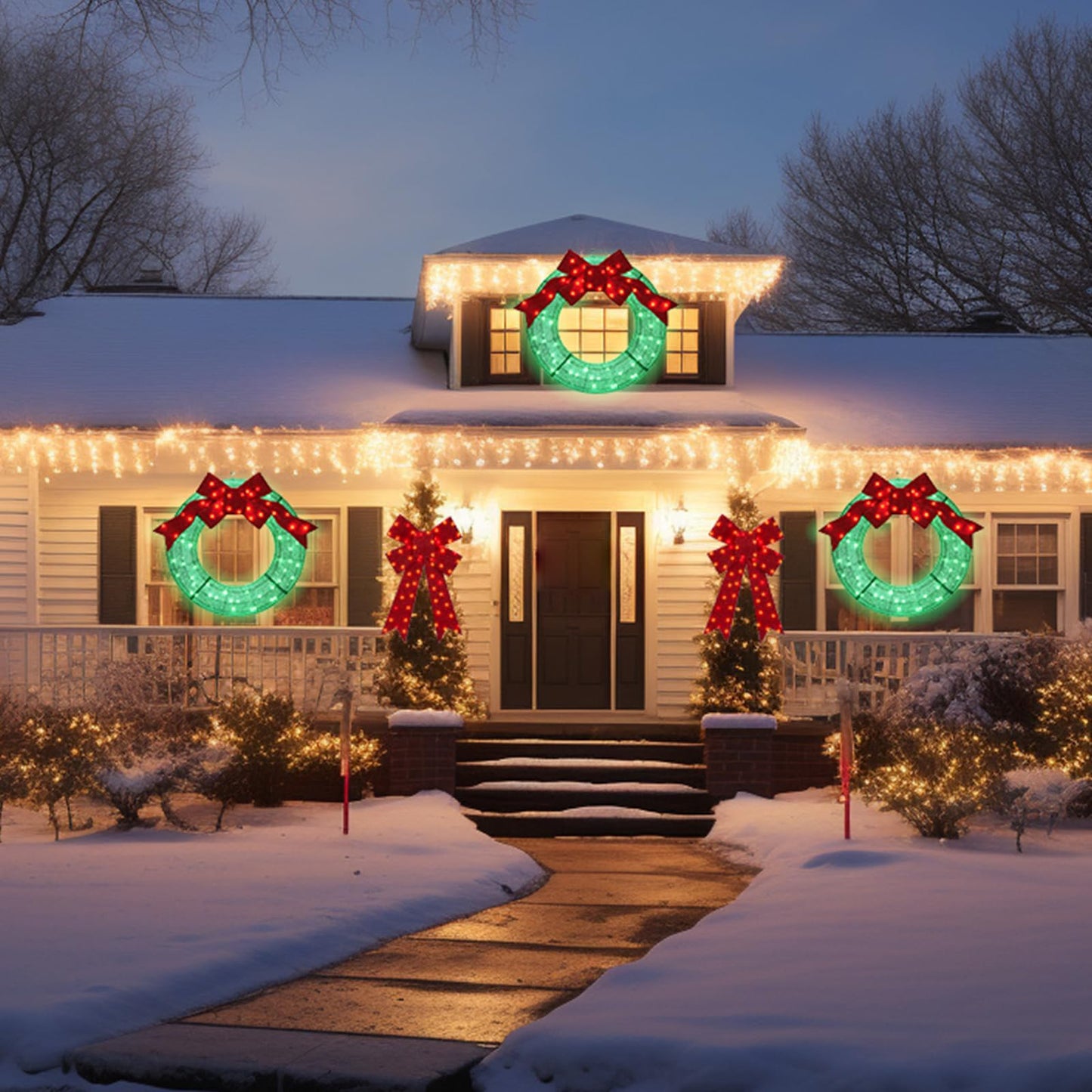 30 Inch Lighted Christmas Bow, 75 LED Pre-lit Outdoor Christmas Bow Decoration, Large Lighted Xmas Outdoor Bow for Front Door, Windows, Wall, Garage Decoration