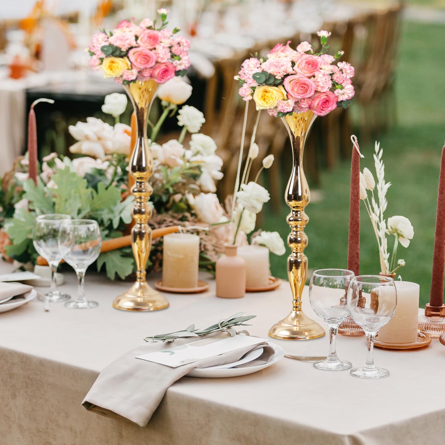 8 Pcs Wedding Flower Stand Metal Flower Centerpieces Stand for Table Hyuetrsa 20 Inch Tall Wedding Flower Vase Centerpieces for Reception Flower Arrangement Candle Holder Party Dinner Home Décor