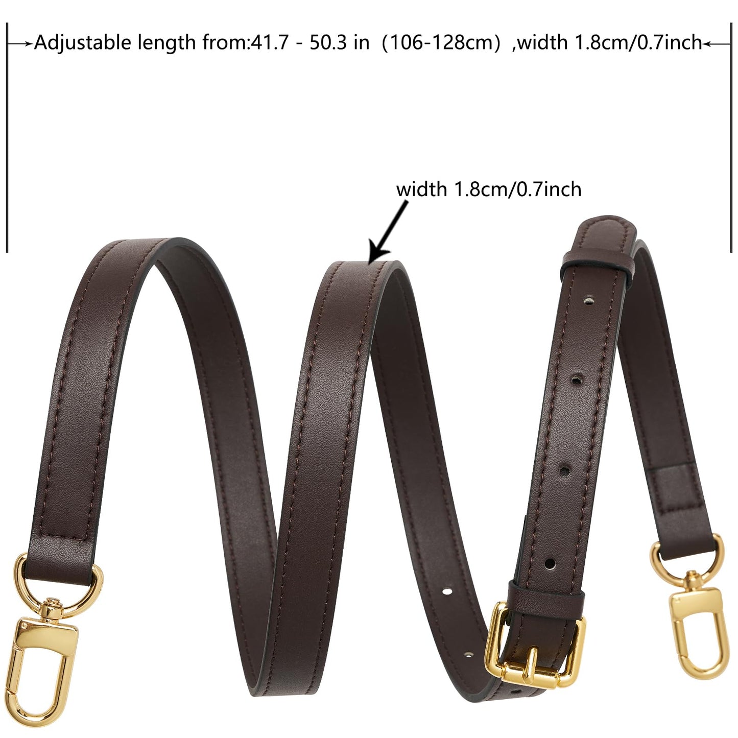 YAZHIMI Vachetta Leather purse strap Genuine Leather Adjustable Replacement Strap for Shoulder Bag Handbag Purse (Coffee-leather crossbody strap)