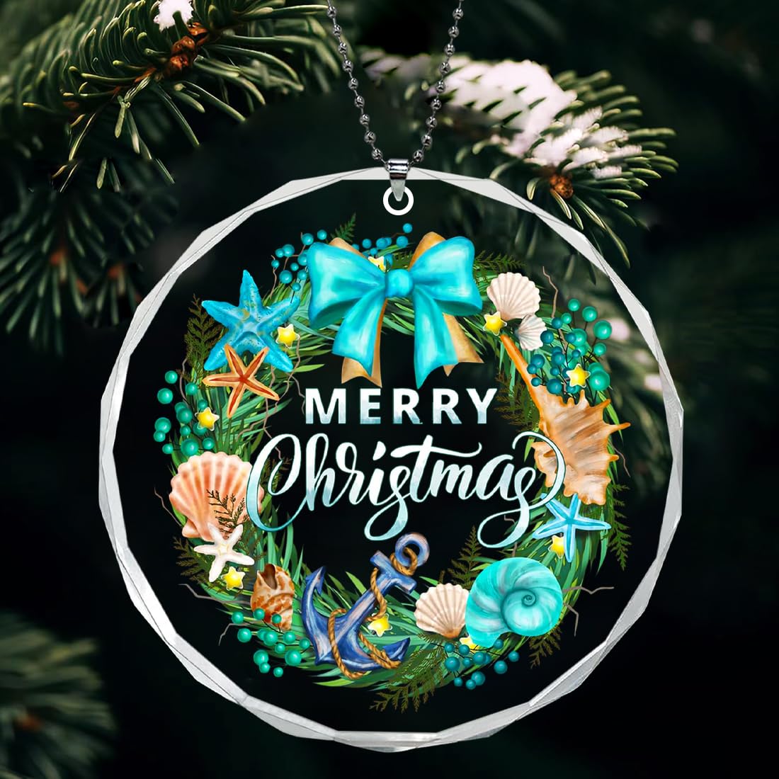 Beach Christmas Ornaments for Christmas Tree, Beach Themed Christmas Ornaments for Shell, Starfish, Anchor, Beach Gifts for Women