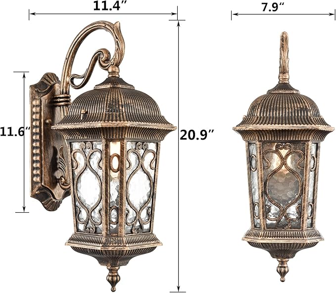 Outdoor Wall Lights Waterproof Outside Porch Light Water Glass Exterior Wall Sconces for Garage Porch Doorway