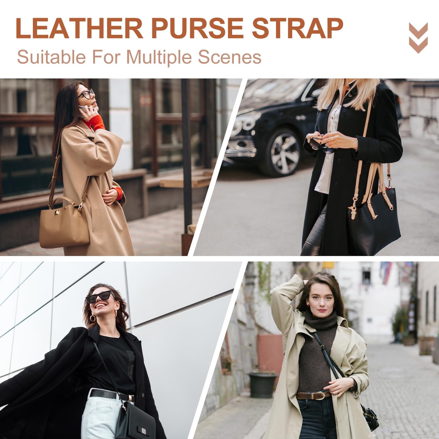 PATIKIL Leather Purse Strap Replacement 47 Inch, PU Adjustable Shoulder Crossbody Replacement Strap with Silver Hardware for Handbags Shoulder Bag Black