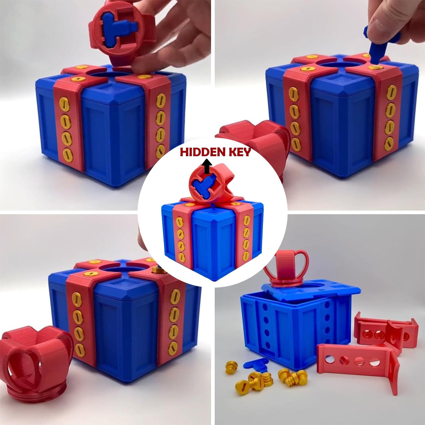Annoying Gift Box with Screws, Annoying Present Prank Screw Box, Money Card Container Novelty Box, Take Apart Puzzle Surprise Funny (All Pink-Medium Size)
