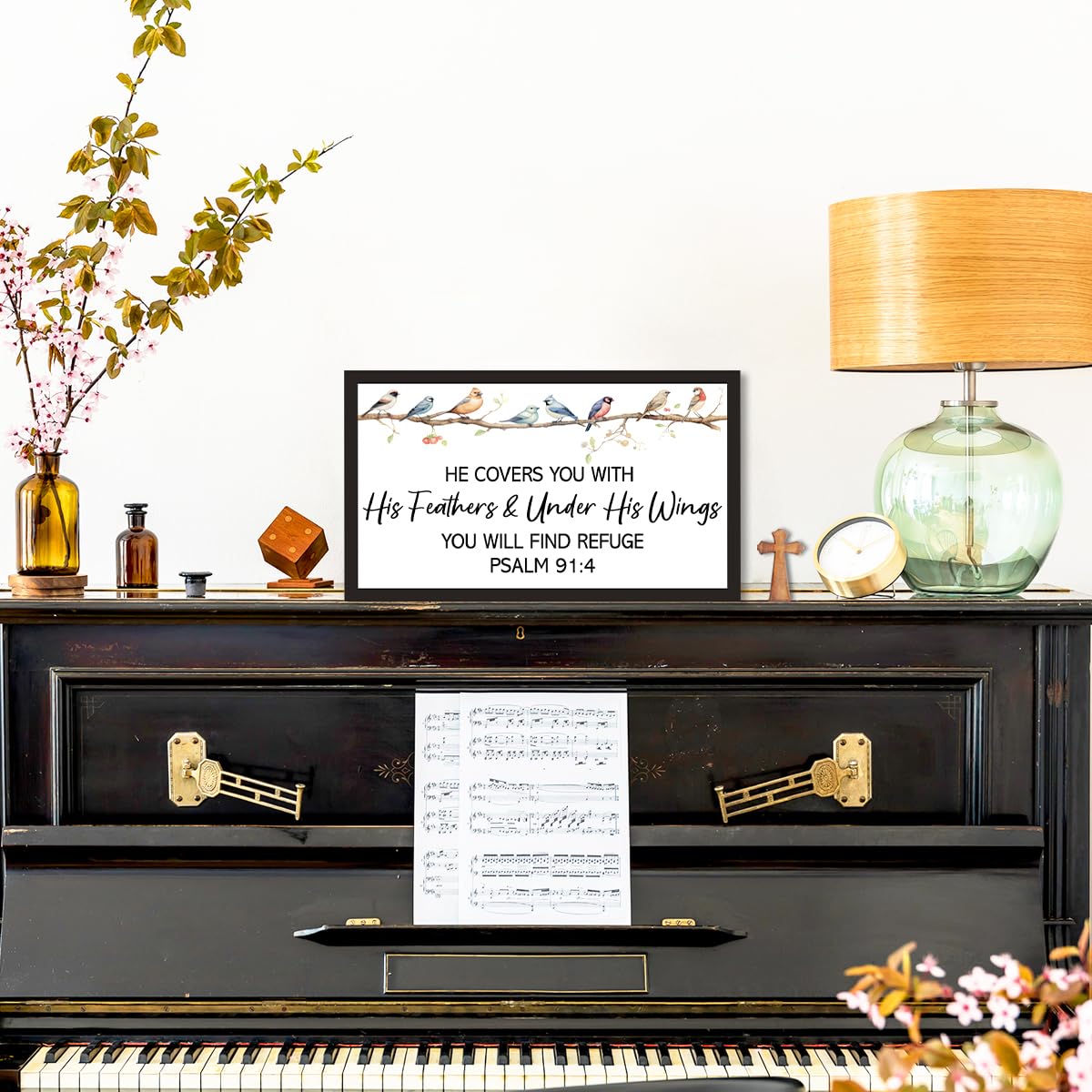 Psalm 9:14 Christian Wood Box Sign Desk Decor,Bible Verse Wooden Block Sign for Scripture Home Farmhouse Bedroom Wall Shelf Tabletop Decor