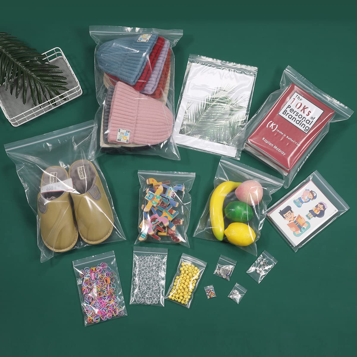 Foopama 200 PCS 4" x 6" Thick Clear Zip Poly Lock Plastic Bags Seal Reclosable Zip Bag Durable 2.4 Mil Photo Cards Snacks Seeds Zipper Bags