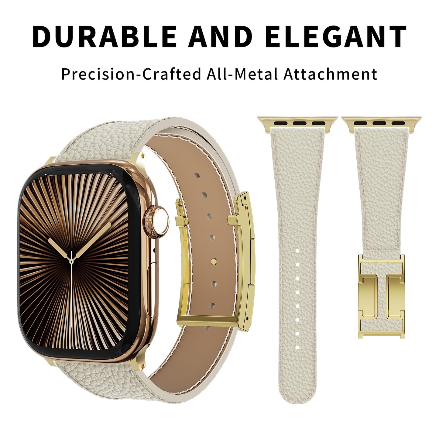 Leather Magnetic Watch Band Compatible with Apple Watch Ultra 49mm 46mm 45mm 44mm 42mm 41mm 40mm 38mm, Designer Replacement Strap for Women Men iWatch Series 9/8/7/6/5/4/3/2/1/SE/Ultra 2