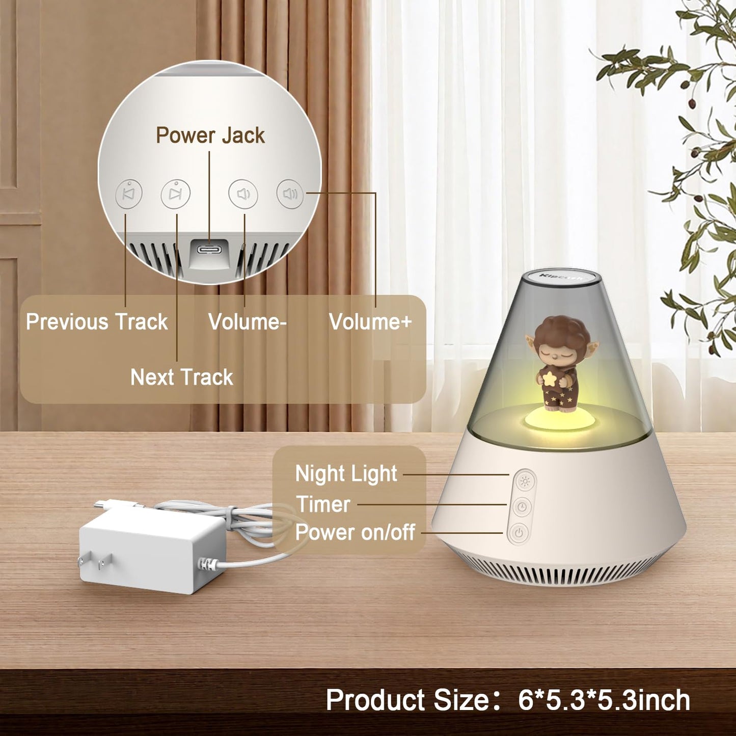 Baby & Kids Sound Machine with Night Light for Nursery, White Noise Machine for Baby Sleep, 30 Soothing Sounds, 31-Level Volume, 3 Brightness Levels, Timer, Sleep Aid for Babies, Toddlers and Kids