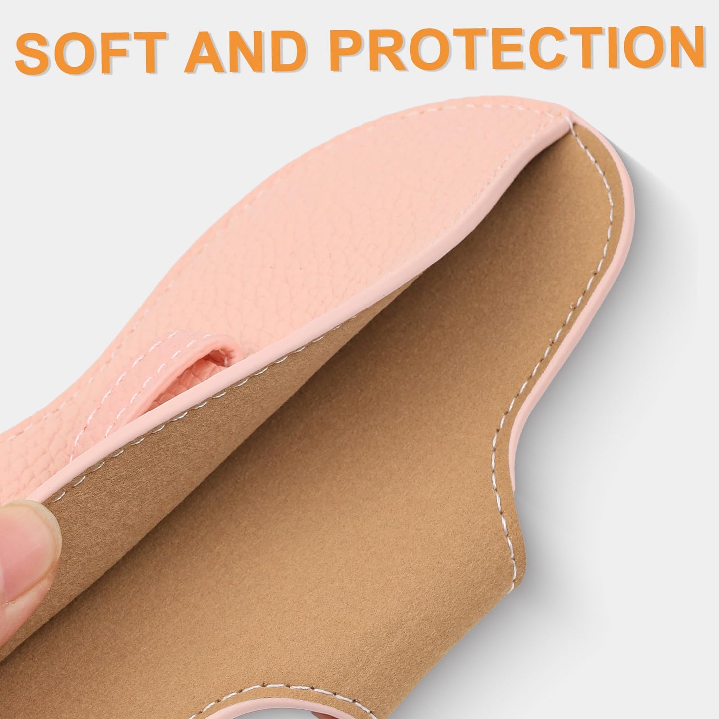 Goinfos Leather Glasses Case, Portable Lightweight Soft Eyeglass Case, Travel Sunglasses Protective Case for Women Men (Pink)