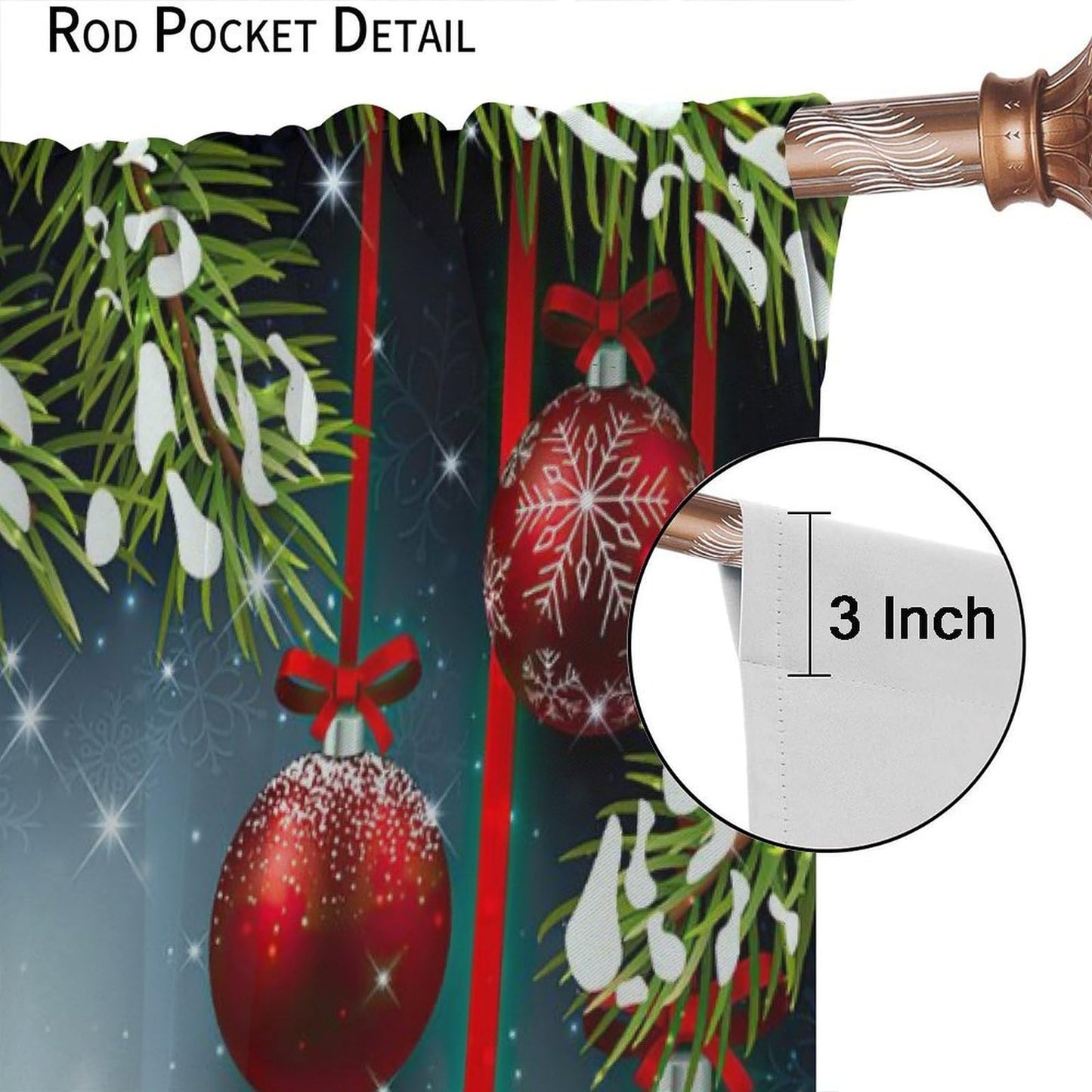 ICMOLYYENLO Christmas Blackout Curtains Merry Christmas Balloon Tree Snowflake Santa Claus Gift Pattern Printed Curtains Suitable for Bedroom Living Room Decoration 42x45 Inches