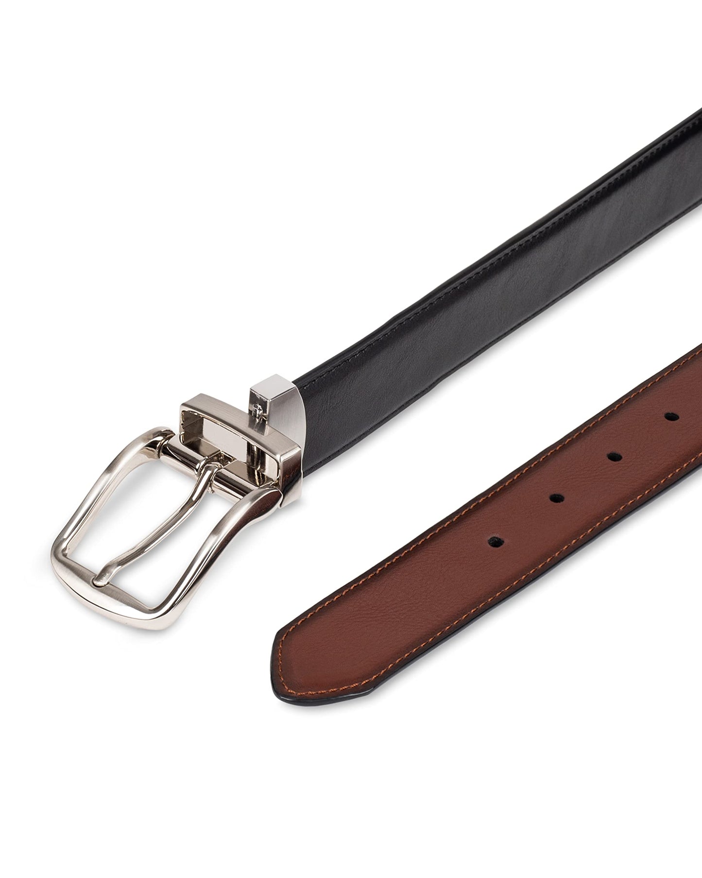 Amazon Essentials Men's Reversible Dress Belt, Black/Chestnut Brown, 38