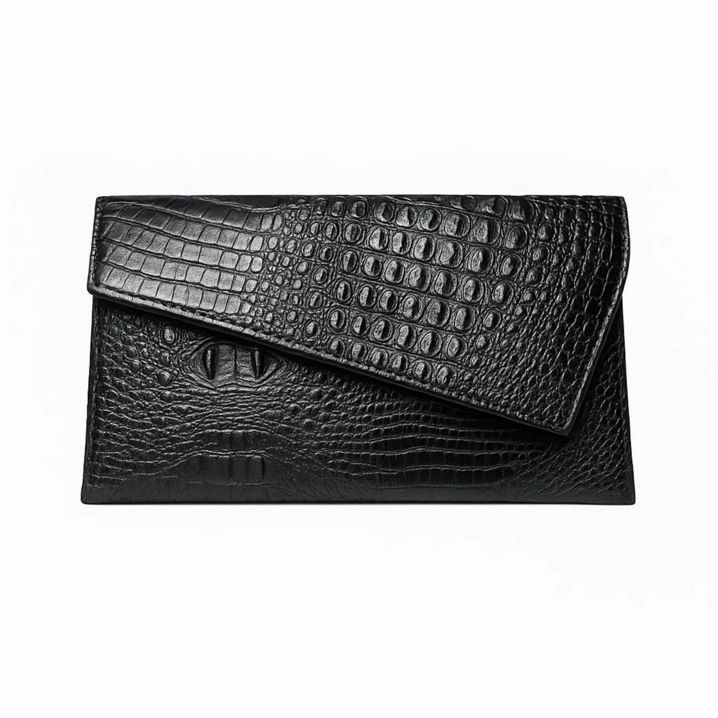 IAMUHI Women Vintage Faux Leather Crocodile Clutch Bag Alligator Envelope Evening Purse Crossbody Bag Purse Wallet,Black