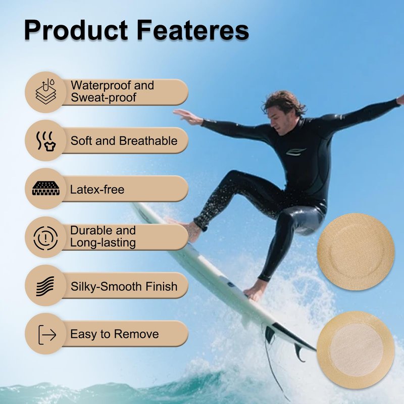 ANAMPION Nipple Covers for Men,80Pcs (40 Pairs) Mens Nipple Cover Hider for Running, Marathon, Gym, Surfing.Central Non-Adhesive, Anti-Chafing, Hypoallergenic, No Show Anti-Chafe Nipple Tape.