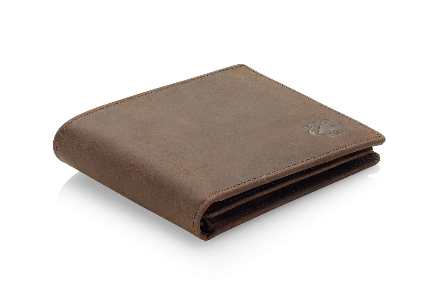 Stealth Mode Leather Bifold Wallet for Men - RFID Blocking, 11 Card Slots, Gift Box