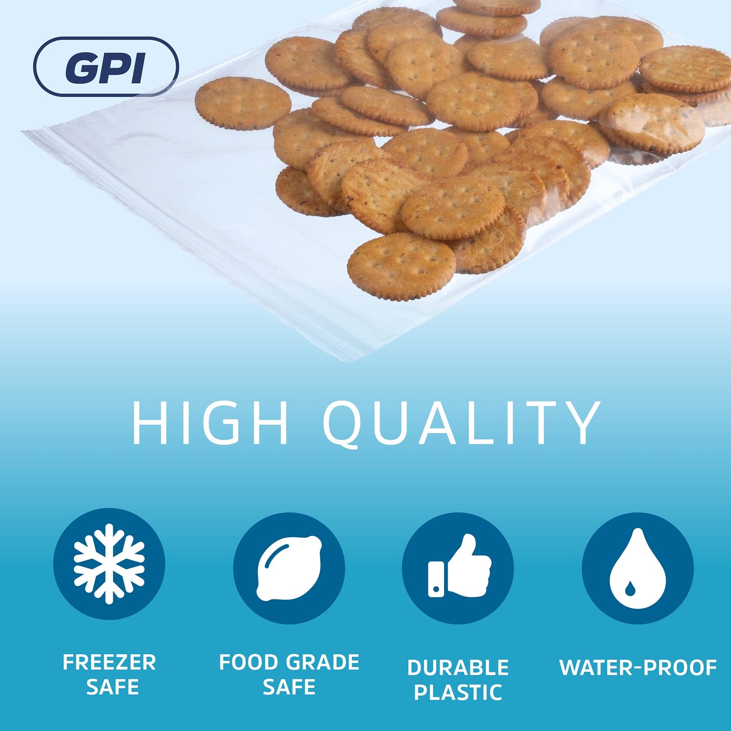 GPI - 9" x 12" - 100 Pack, 2 Mil thick, Large, Clear Plastic Reclosable Zip Bags, Hang Hole For Display, Durable Poly Baggies with Resealable Zip Top Lock for Storage, Packaging & Shipping