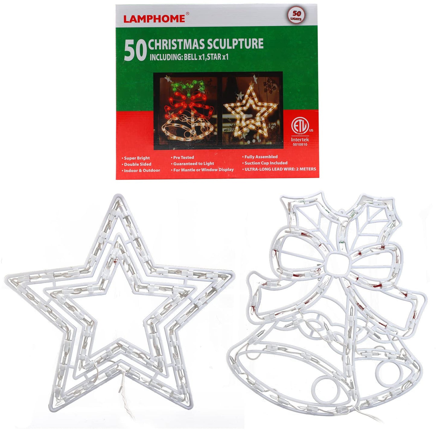 Xmasnova 2 Pack Christmas Window Lighted Decorations,Christmas Window Silhouette Lights,Double Side Sign Lamp Decoration for Holiday Indoor Wall Door Glass Decor,Beel,Star