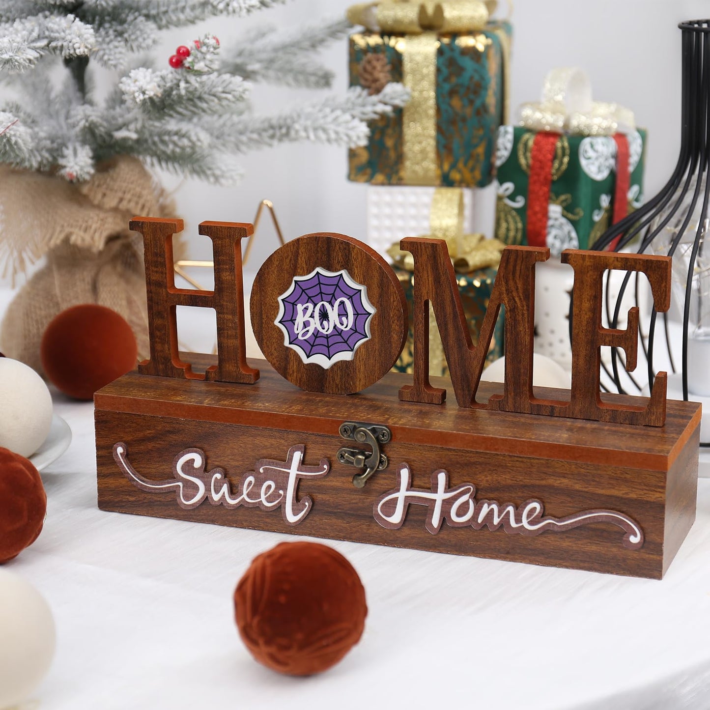 JIALEIXI Interchangeable Home Sweet Home Sign, Wooden Seasonal Tabletop Plaque Decorations, for All Seasonal Desktop House Living Room Indoor Decor.