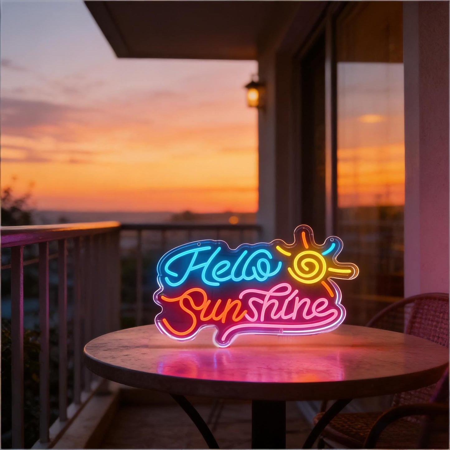 Hello Sunshine Neon Sign, LED Light Up Decorative Sign, USB Powered Dimmable Neon Light, Home Bedroom Living Room Kitchen Window Wall Decor, Cheerful Art Decor Gift for Kids Teens Adults Friends