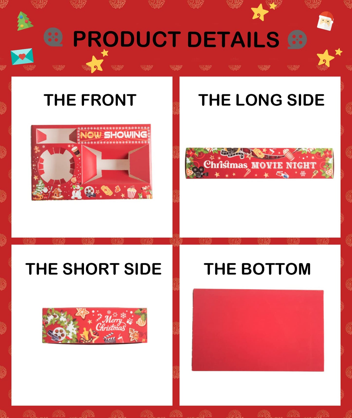 40 Pcs Christmas Party Supplies - Xmas & Birthday Party Favors - Snowman Family Movie Night Paper Snack Trays - Popcorn & Drink & Candy Box
