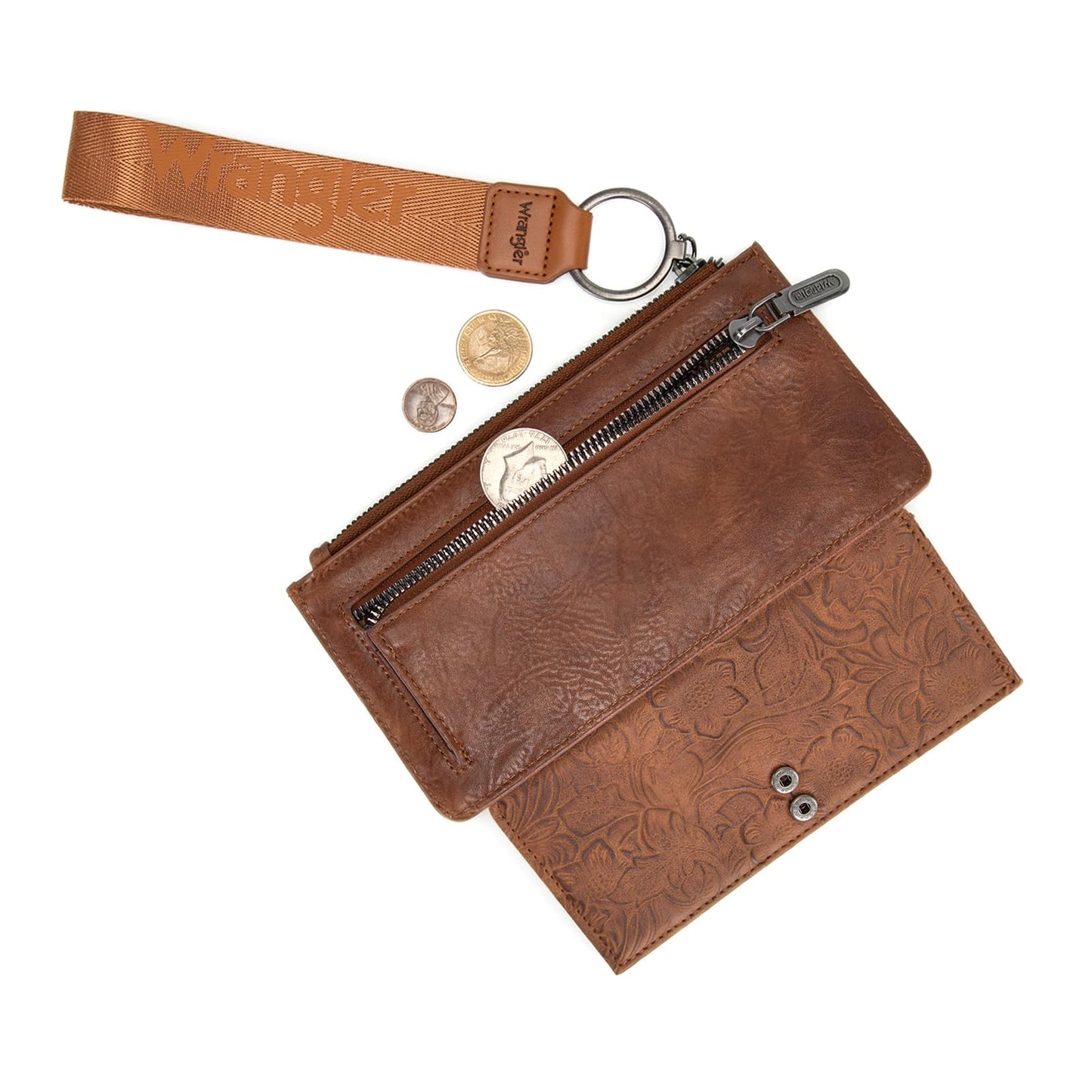 X Wrangler Wallets for Women Wristlet Bifold Wallet Ladies Tooling RFID Blocking Wallets with Zipper Pocket