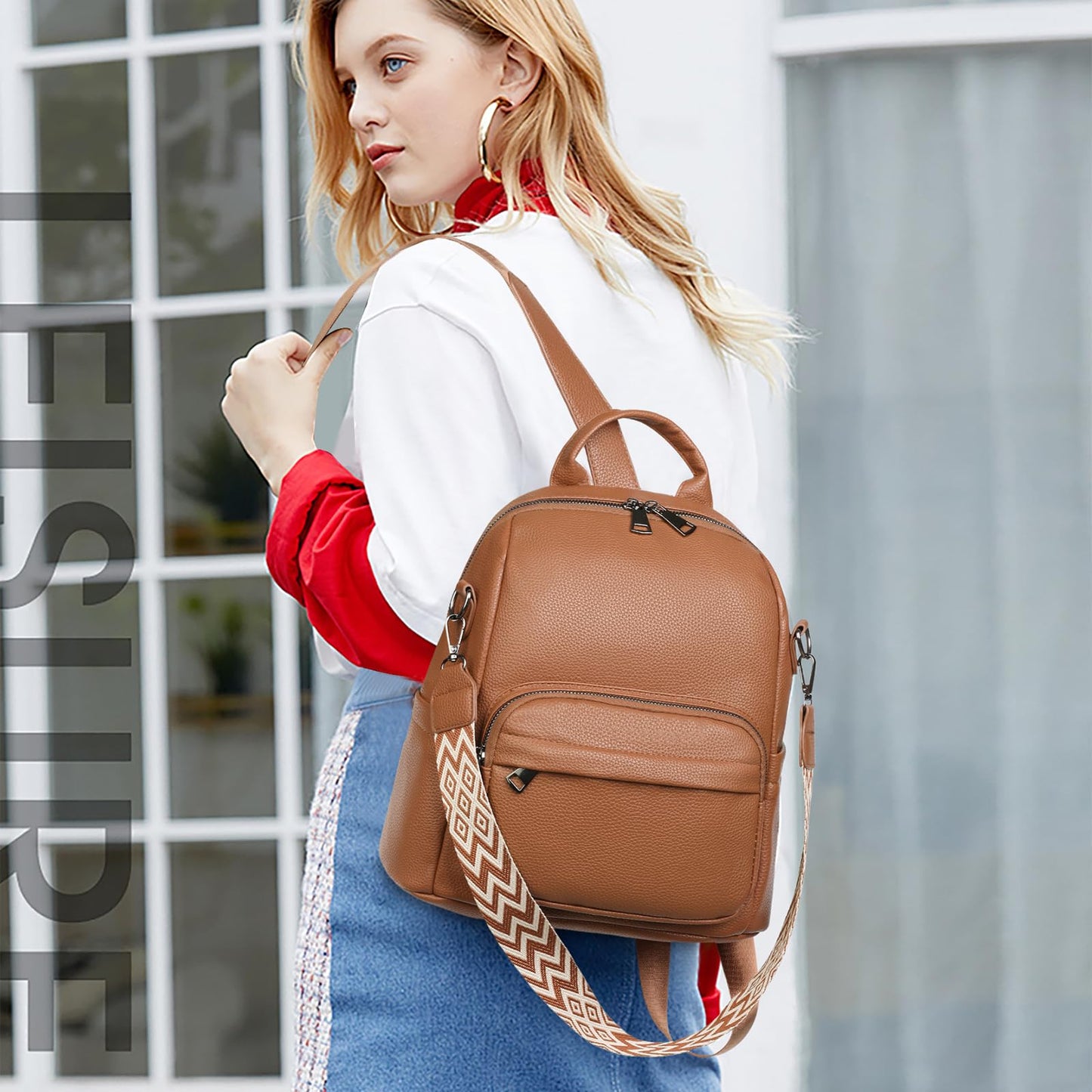 GAEKEAO Mini Backpack for Women Fahsion Vegan Leather Backpack Lightweight Ladies Shoulder Bag Small Travel Purses Daily