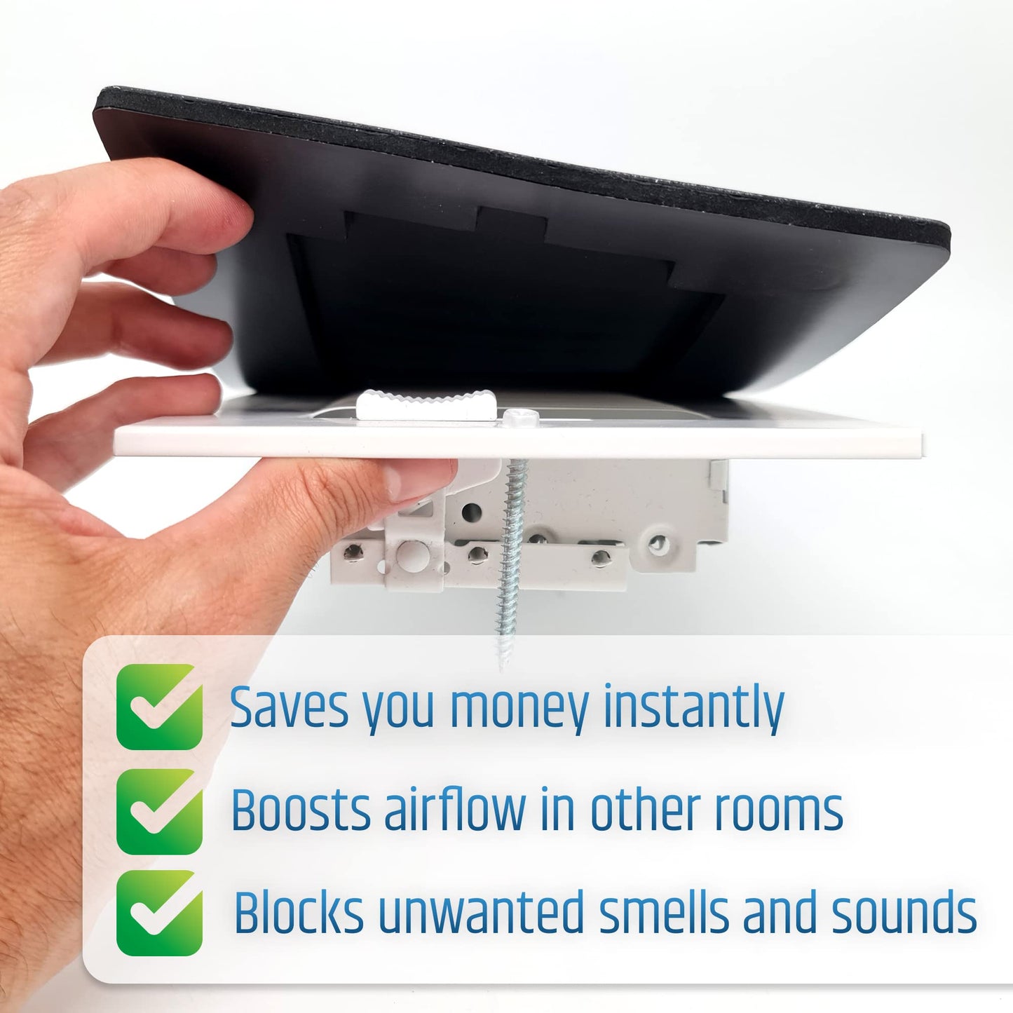 Powerful Magnetic Vent Covers (2-Pack) that Will Never Fall Off (Upgraded Design) - for Sealing Floor/Wall/Ceiling Registers of Width 11.25" to 12", Length 11.25" to 12" | Vent Not Included | White