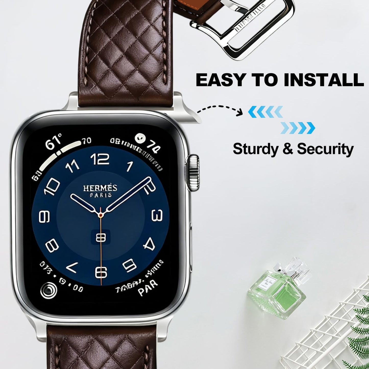 Women Genuine Lether Watch Band for Apple Watch, Dressy Soft Leather Watch Strap for Small Wrist, Compatible with Apple Watch Series 11 10 9 8 7 6 SE Ultra 3 2 1 38mm 40mm 41mm 42mm 44mm 45mm 46mm 49mm