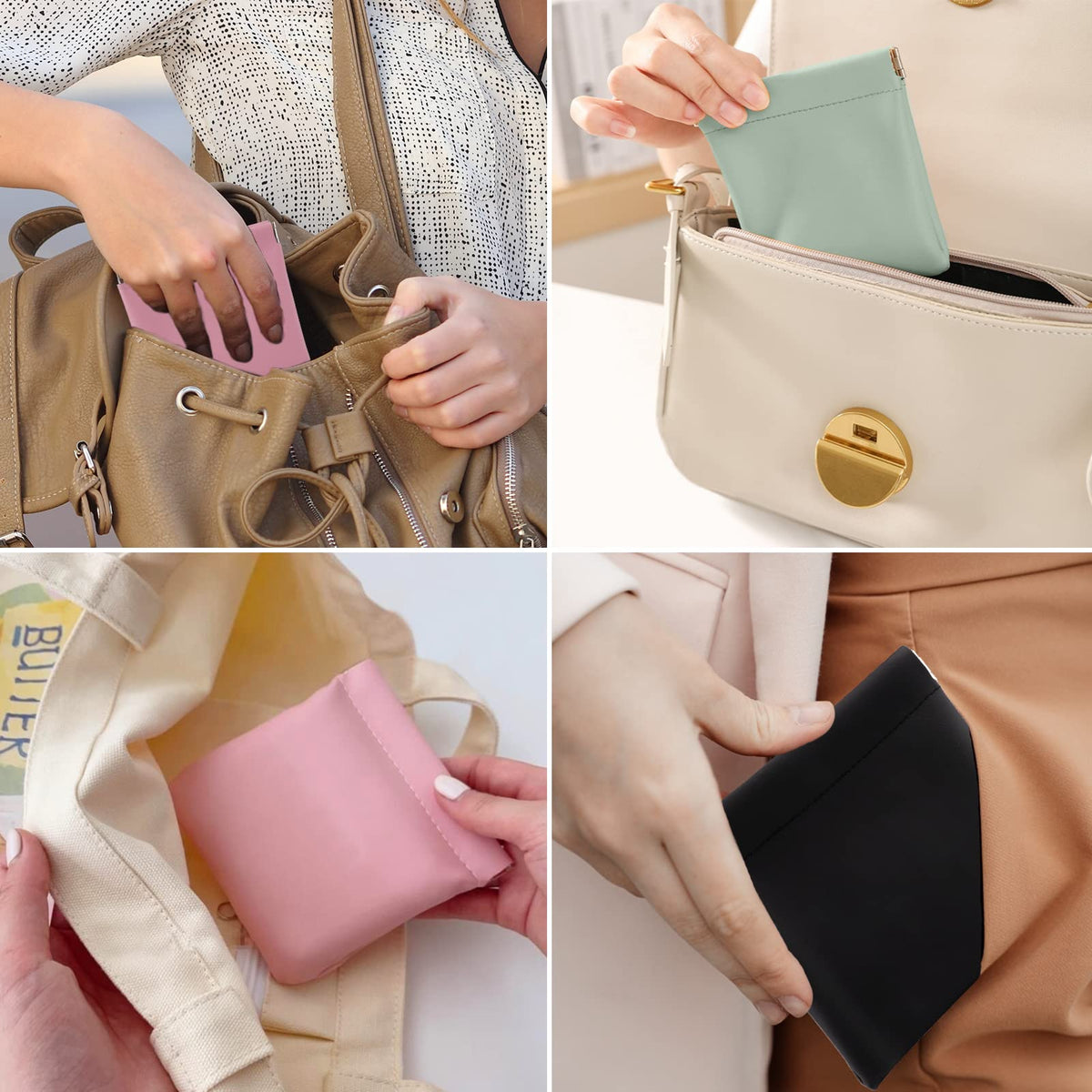 BUSOHA 4 PCS Small Makeup Bag for Purse, Mini Portable Cosmetic Bags for Women, Coin Purse Lipstick Cosmetic Accessories Organizer, Small Travel Kit Storage Pouch