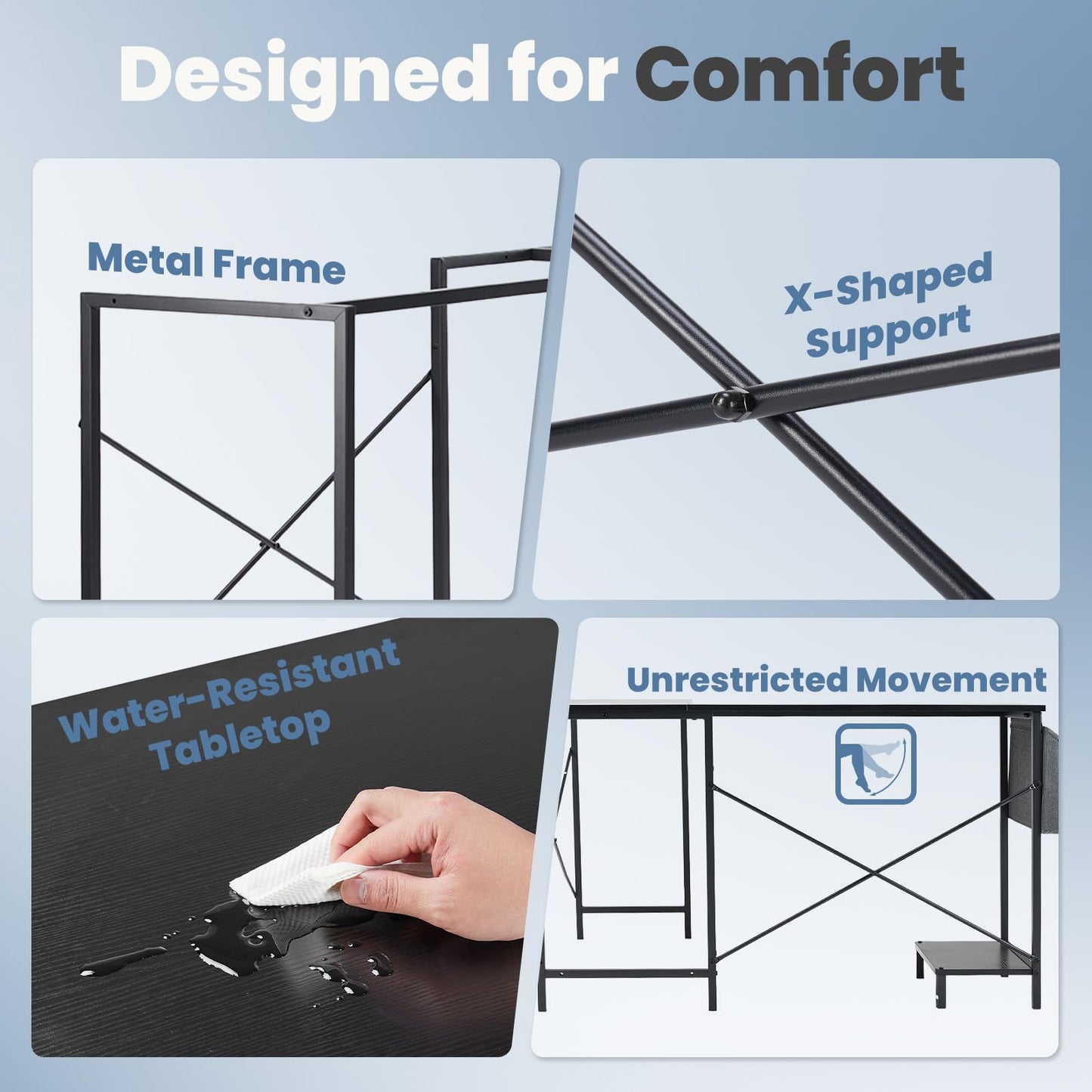 DUMOS L Shaped Desk Computer Gaming Corner Table 50 Inch Home Office Writing Student Work PC Workstation with Side Storage Bag CPU Stand for Bedroom Small Spaces