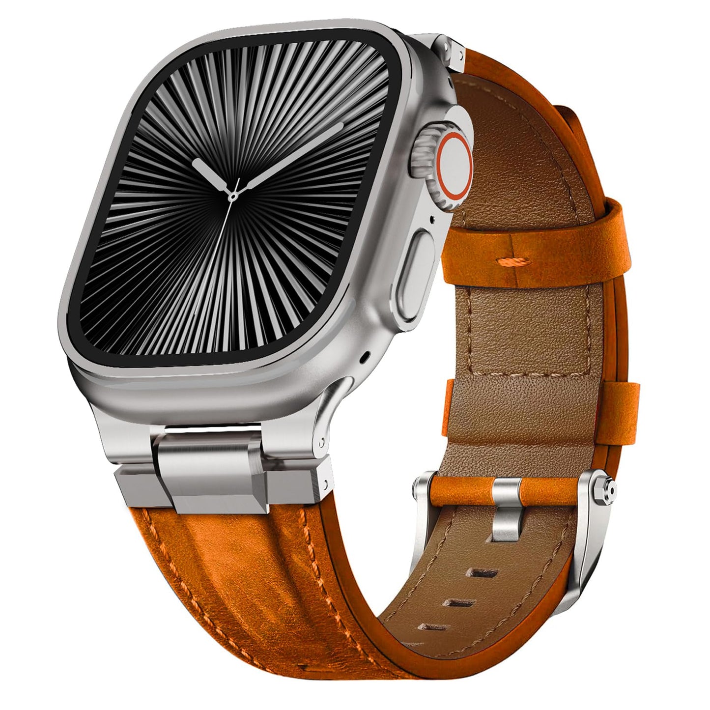 Genuine Leather Band Compatible with Apple Watch Ultra Band 49mm 46mm 45mm 44mm for Men,Vintage Genuine Leather Replacement Strap for iWatch Ultra 3 2 1,SE 3 2 1,series 11 10 9 8 7 6 5 4