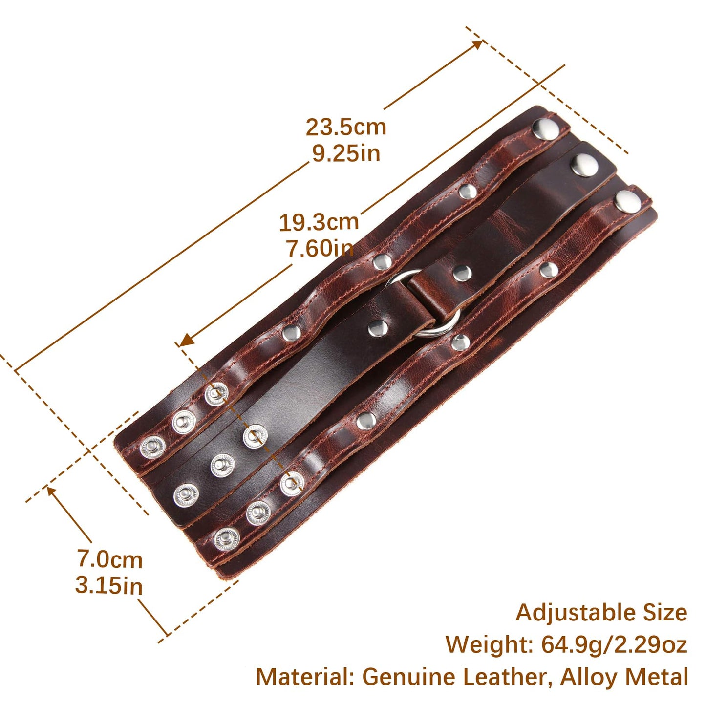 HZMAN Wide Cuff Wrap Gothic Wristband Punk Rock Biker Wide Strap Leather Bracelet (Coffee)