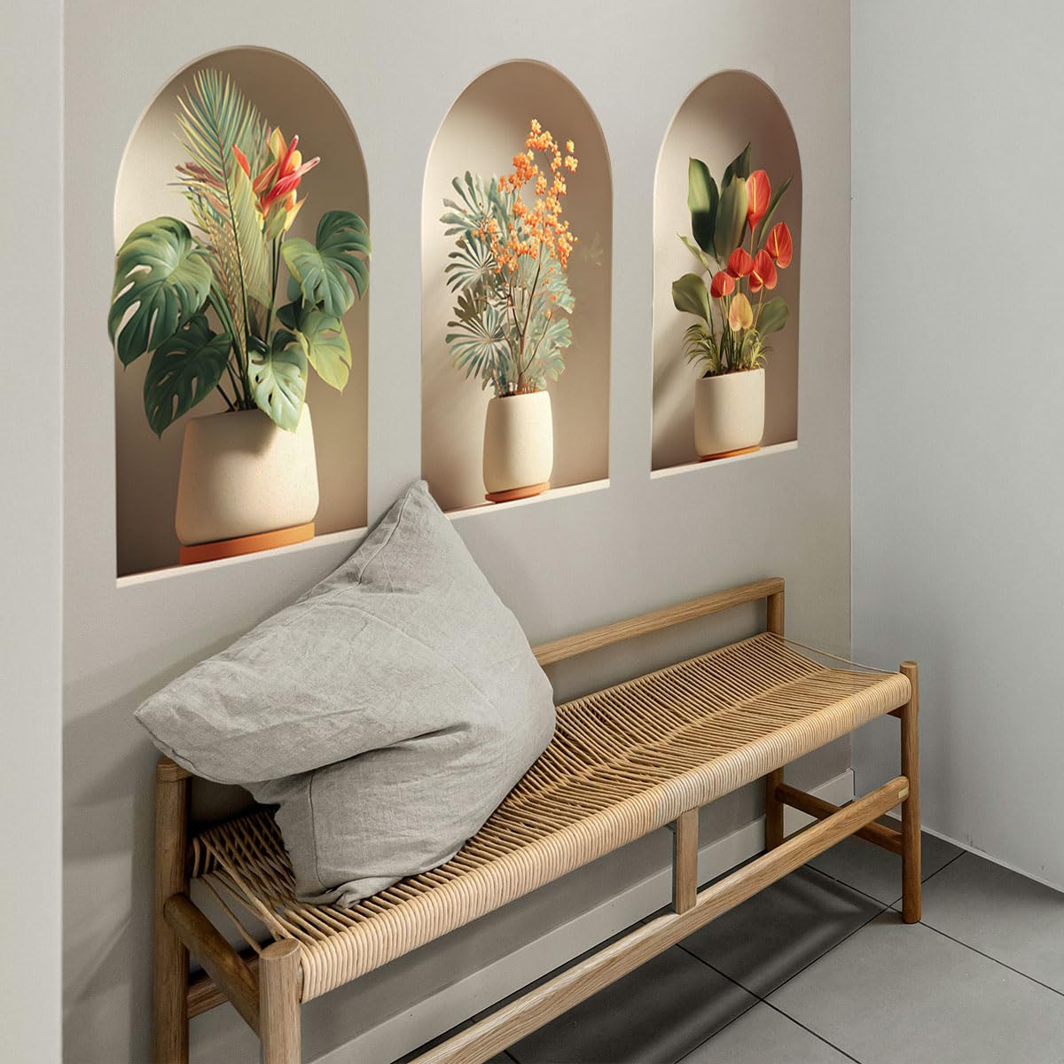 3D Potted Plants Wall Stickers,Green Plants Wall Decals,Peel and Stick 3D Magic Art Sticker,for Living Room Bedroom Aisle Entrance Sofa Backdrop Yoga Room Home Decor (Potted Flower Decor 47)