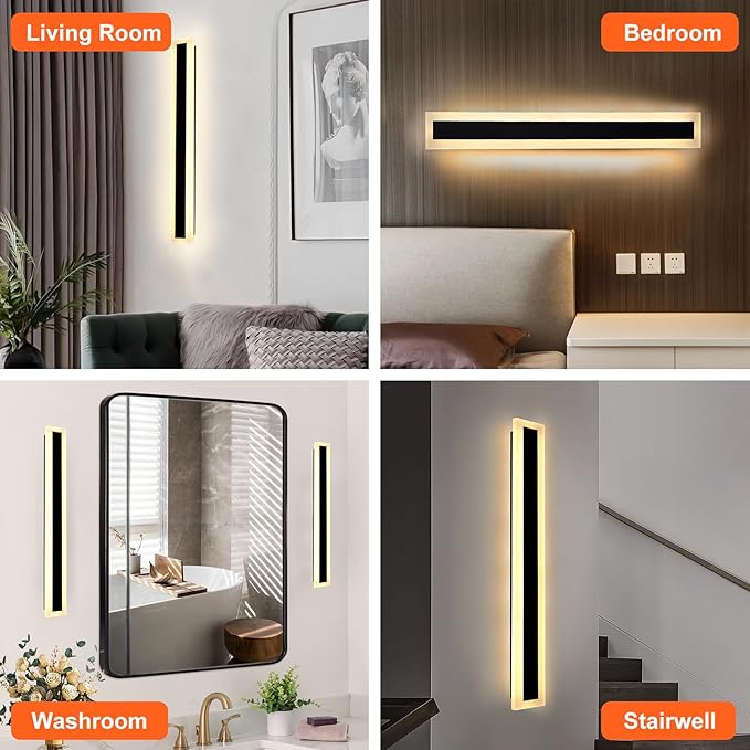 TooCust 1 Pack 40in Long Outdoor Led Wall Light, IP65 Waterproof, 50W Warm Light 3000K, Narrow Strip Light, Modern Long Wall Sconce for Garage, Wired Installation
