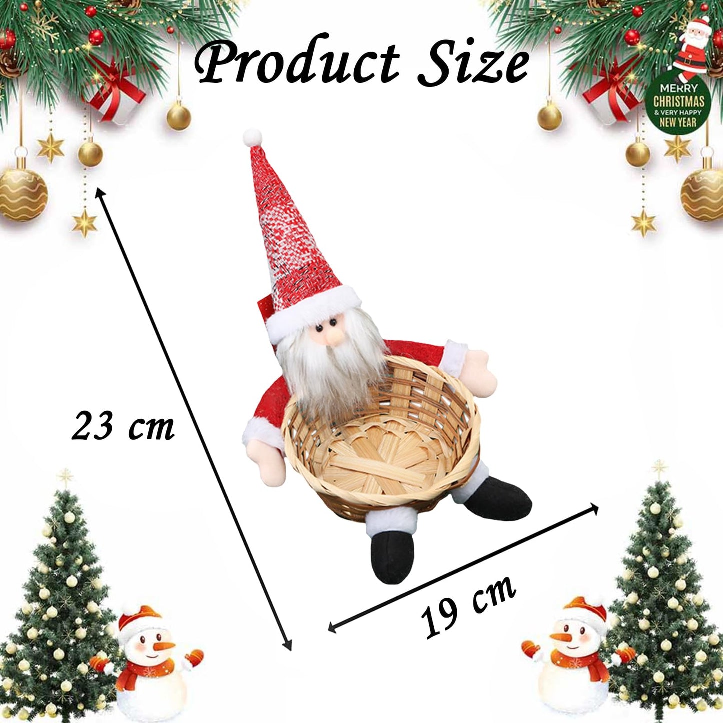 Ncozwo Christmas Candy Cookies Storage Basket Santa Claus Sweets Woven Holder Basket Xmas Snacks Bowl Candy Dish Gingerbread Chocolate Dessert Baskets for Party Winter Holiday Table Desk Decoration