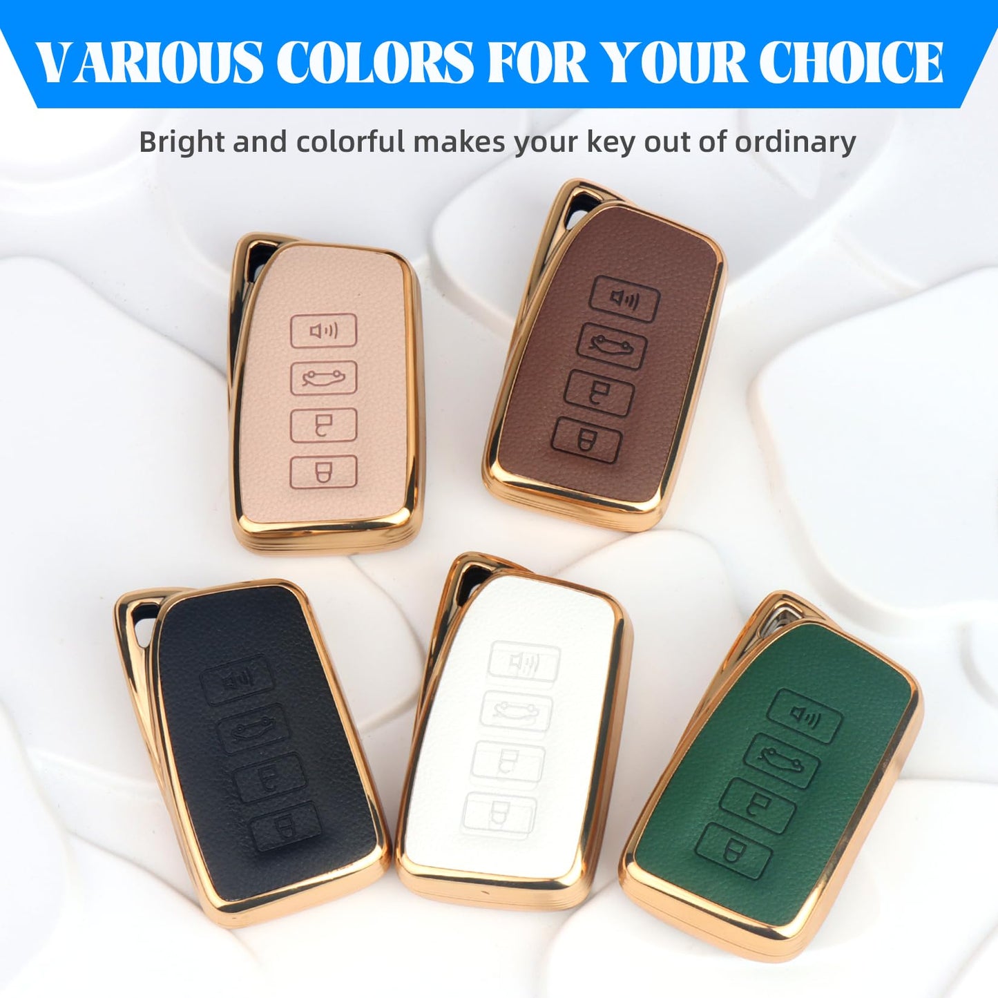 QBUC for Lexus Key Fob Cover with Keychain,Upper Leather + Soft TPU Car Key Case Shell for Lexus 2015-2021 ES IS GS NX LS RX RC GX LX 570 200 250 350 460 300 F 450h 600h,4 Buttons(Black)