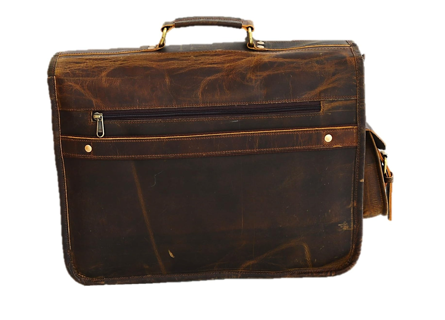 Satchel And Fable 16 inch Leather Messenger bag for men Handmade Vintage Laptop Computer Shoulder Brown Office Briefcase (Dark Brown, 16" L x 12" H x 4" W)