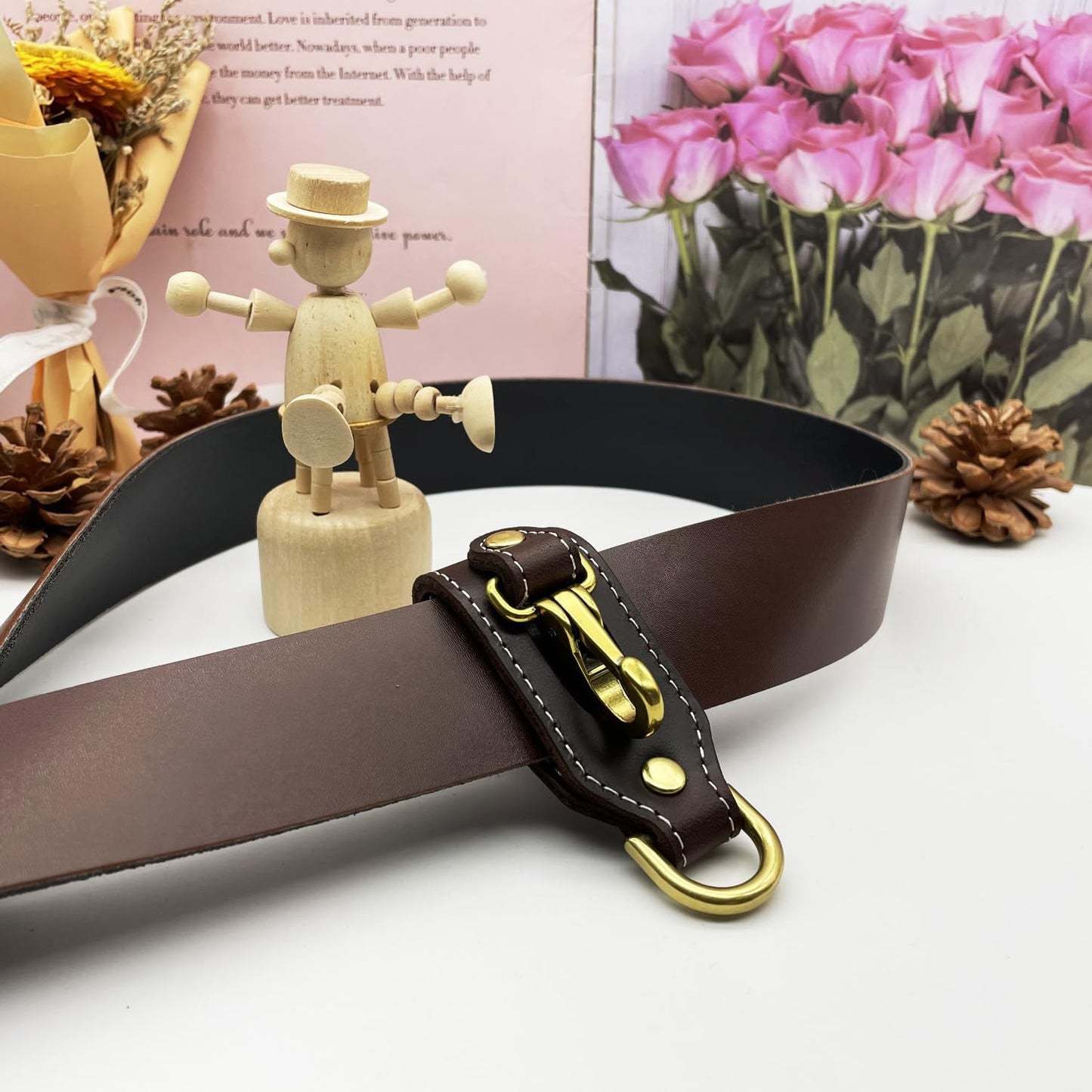 Zyuzles Leather Keychain for Men Leather Belt Key Holder Accessories Handmade Brown leather key holder
