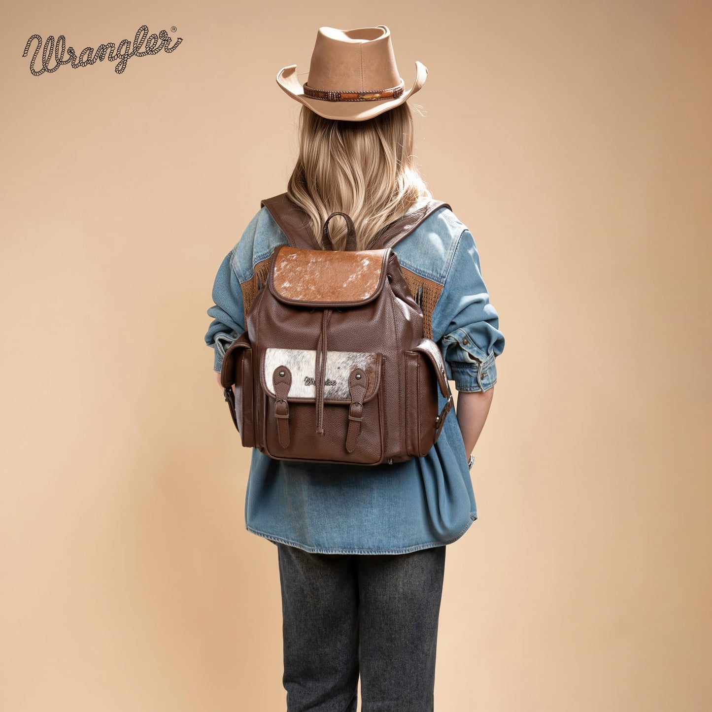 Montana West Wrangler Backpack Purse for Women Hair-on Cowhide Backpacks Western Travel Bags