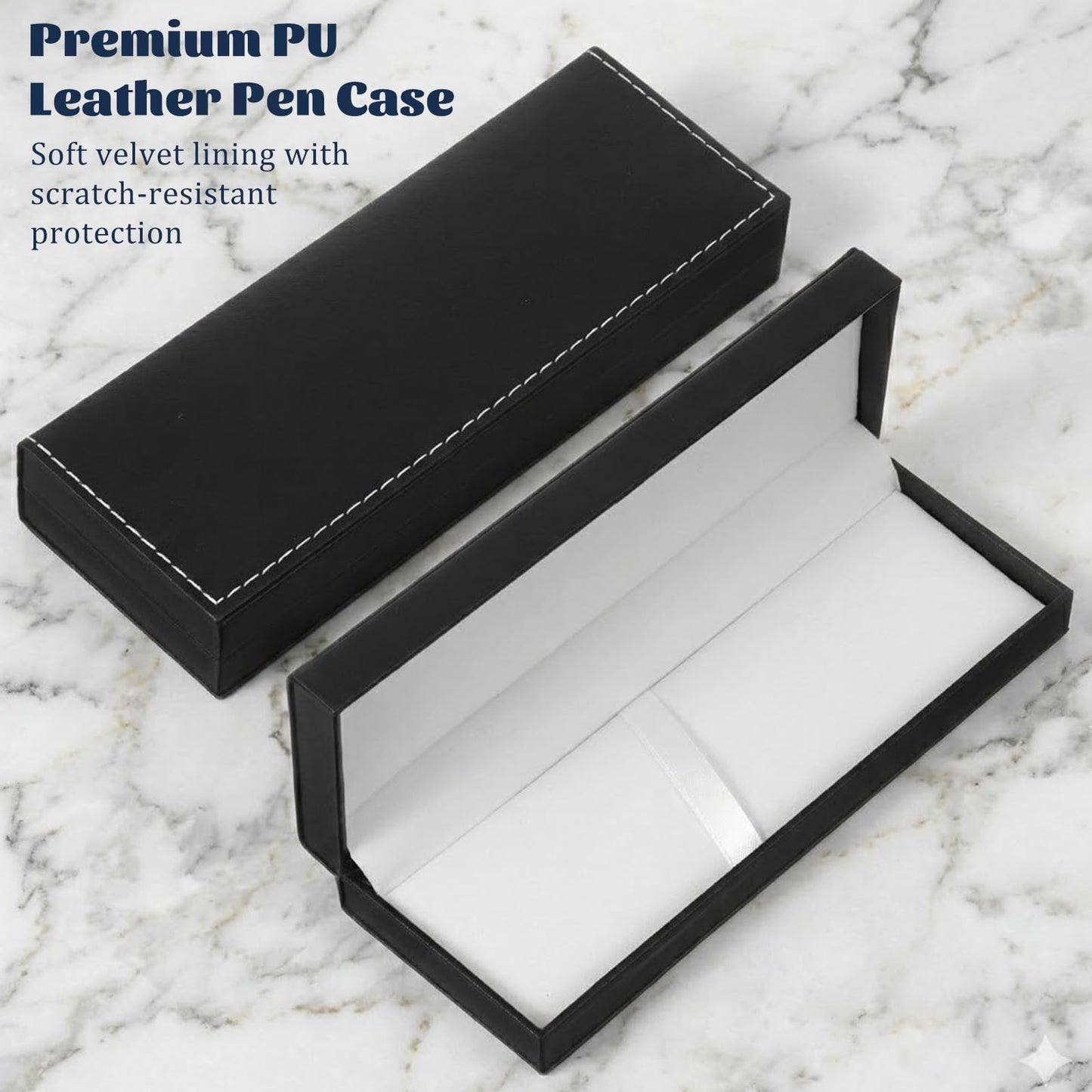 Jxiwfvl PU Leather Pen Box Single Case, Rectangle Pen Display Organizer Pens Gift Box for Fountain and Ballpoint Pens, Men Women Business Office Supplies