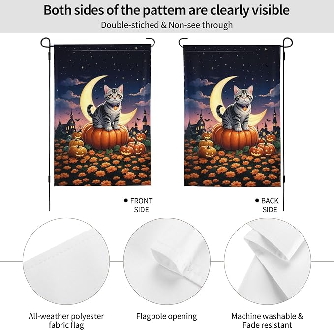 Halloween Cute Cat Pumpkin Garden Flag for Fall Festival Porch Patio Farmhouse Outdoor Yard Decoration Vertical Double Sided Burlap 12.5 x 18 Inch