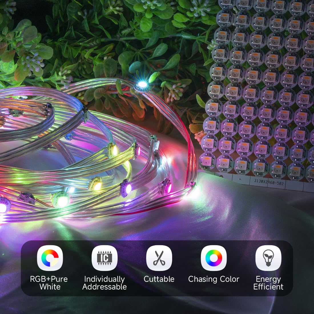 BTF-LIGHTING SK6812(WS2812B) RGBW LED Chips 200PCS RGB+Warm White Individually Addressable 5050SMD Module Pixels Light DC5V White PCB Chasing Dream Color for Christmas(No Adapter or Controller)