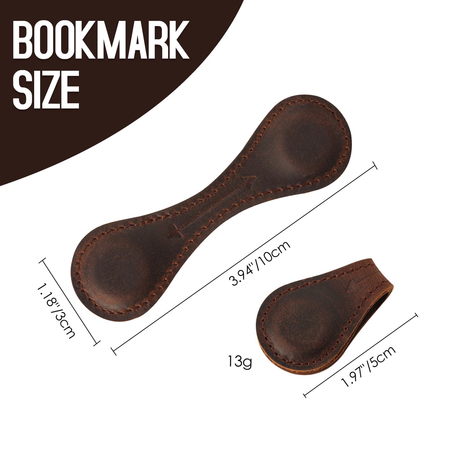 Magnetic Leather Bookmarks Book Marks for Reading Women Men Book Lovers Readers (Brown-2PC)