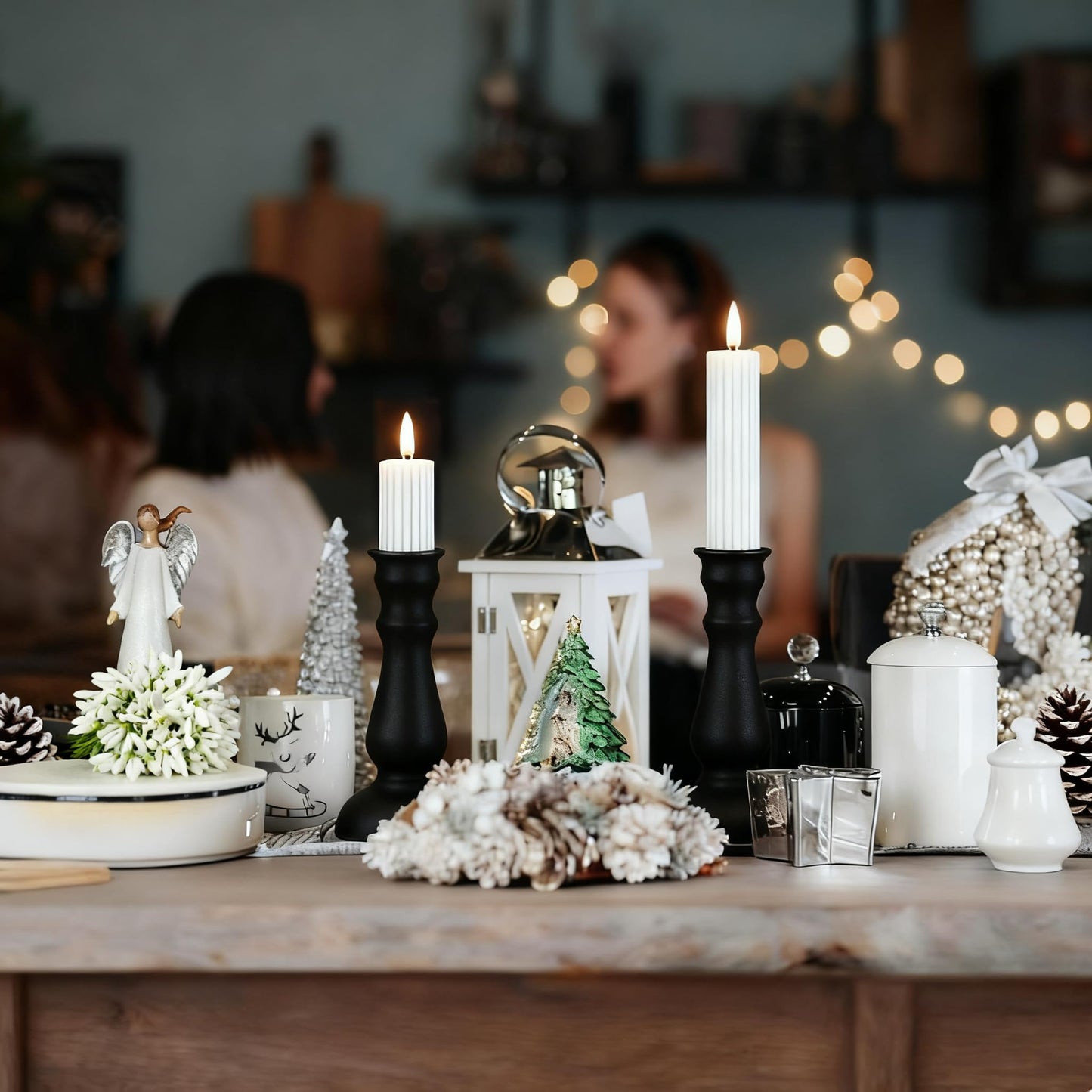 Aroparc Flickering Flameless Battery Operated LED Candles,Realistic All-Metal Candle Lights No-Melted, Room Decor, Home Decor - Matte 2pcs 1 Tall+1 Short