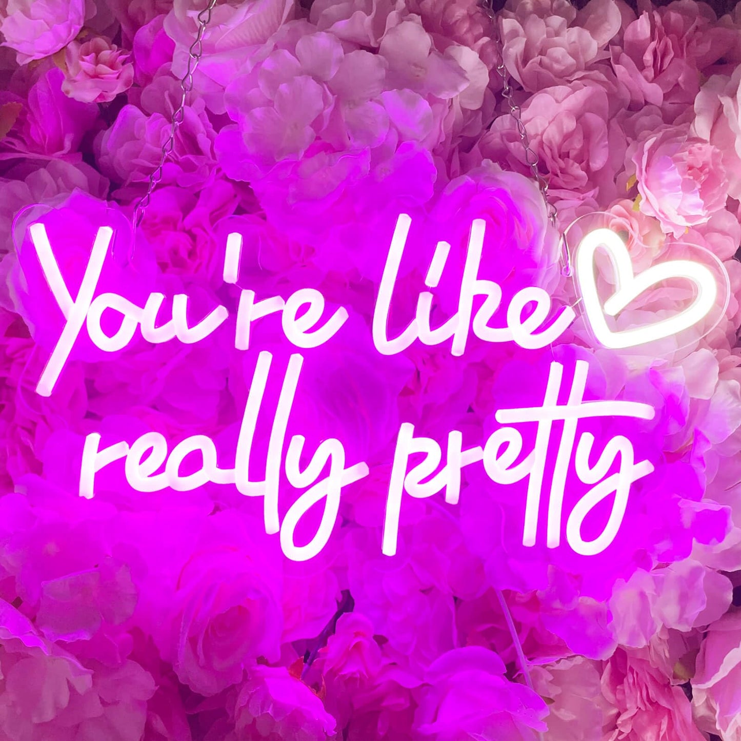 KUUNEON You're Like Really Pretty Neon Sign Wall Decor for Bedroom/Girls Room/Salon/Party/Present - 16"x8" Purple Your Like Really Pretty LED Sign Light for Women, Heart Design & 100,000H Lifespan