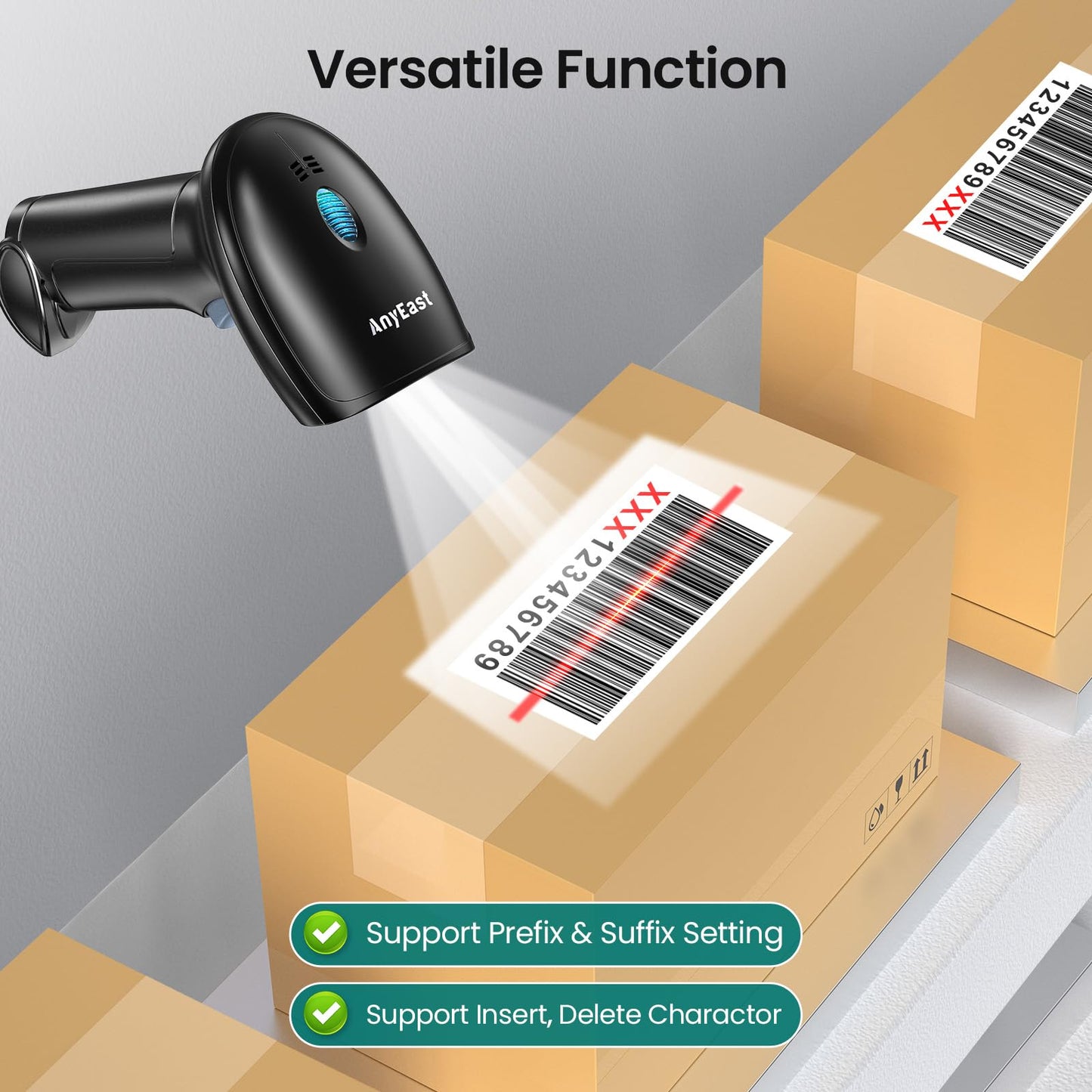 2D 1D Barcode Scanner : USB Wired Inventory QR Scanner with Stand for Computer POS MAC with Automatic Scanning, Handheld CMOS Image Bar Code Reader for Warehouse Library Supermarket