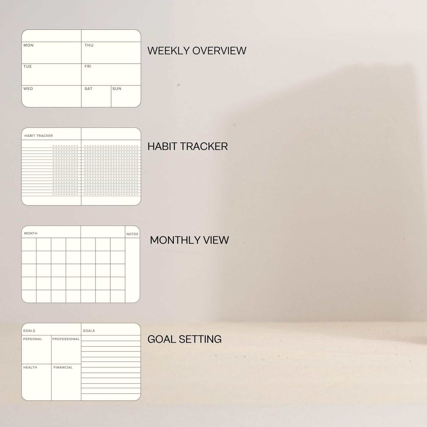 Kunitsa Co. Undated Planner - Hardcover, with Habit Tracker & Goal Setting - Weekly, Full Year (Blue)