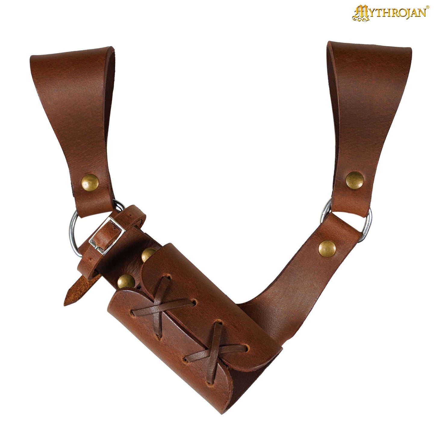 Mythrojan Sword Frog Medieval Leather Sword Holster Adjustable Right Handed Universal Rapier, Renaissance Cosplay Costume Accessory for LARP, Knight Warrior Costumes, Brown Crunch - 8"" x 8"""