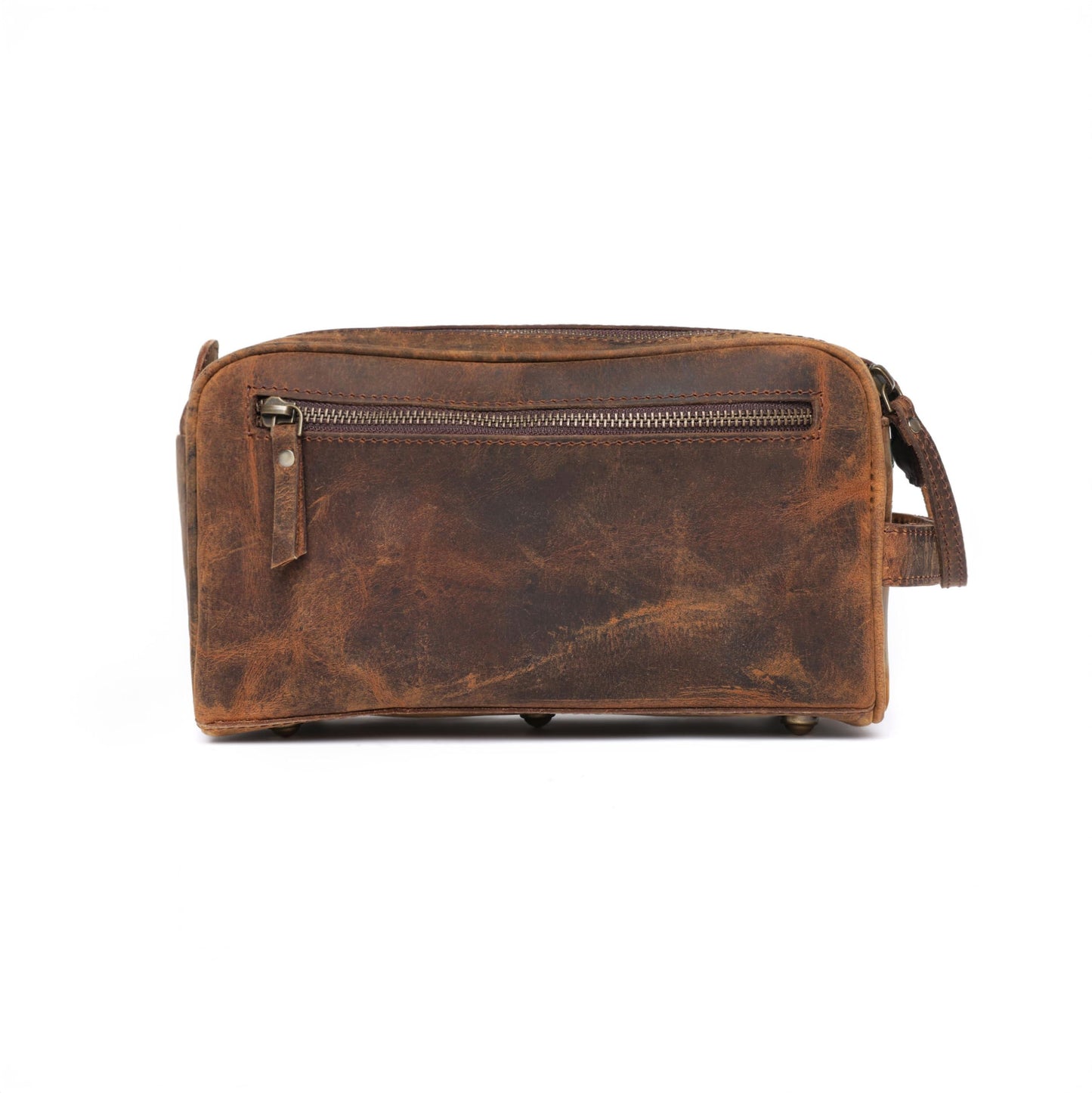 Autentico Leather Toiletry Bag for Men – Genuine Leather Dopp Kit, Travel Organizer for Grooming Essentials, Large Shaving Kit Pouch, Durable Distressed Brown Gift for Men