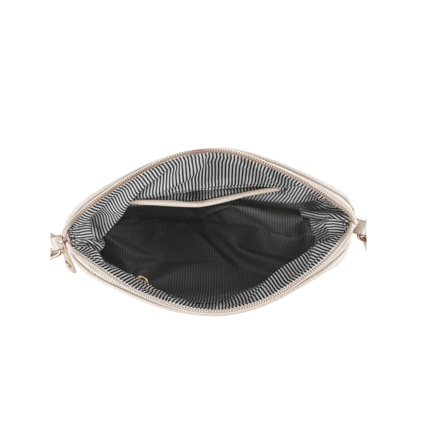 SG SUGU Lunar Lightweight Medium Dome Crossbody Bag Shoulder Bag with Double Tassels | Zipper Pocket | Adjustable Strap|White/Taupe